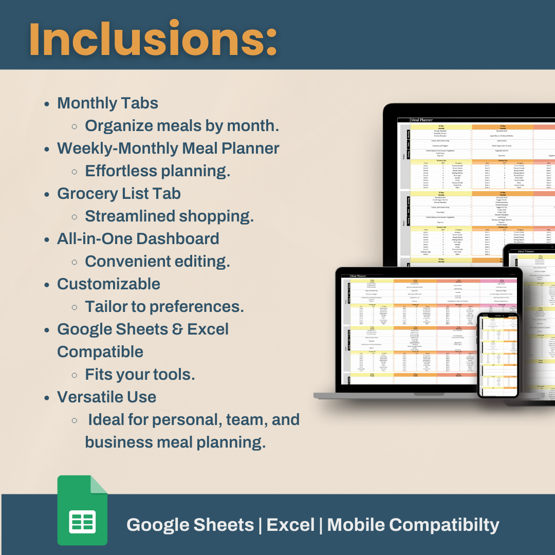 SpreadEats: Meal Planning Made Easy Spreadsheet